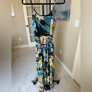 Daniel Rainn Black Floral Tie Maxi Dress Women’s size Medium